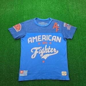 American Fighter by Affliction Tshirt Mens Medium Blue Graphic MMA Gym Tee